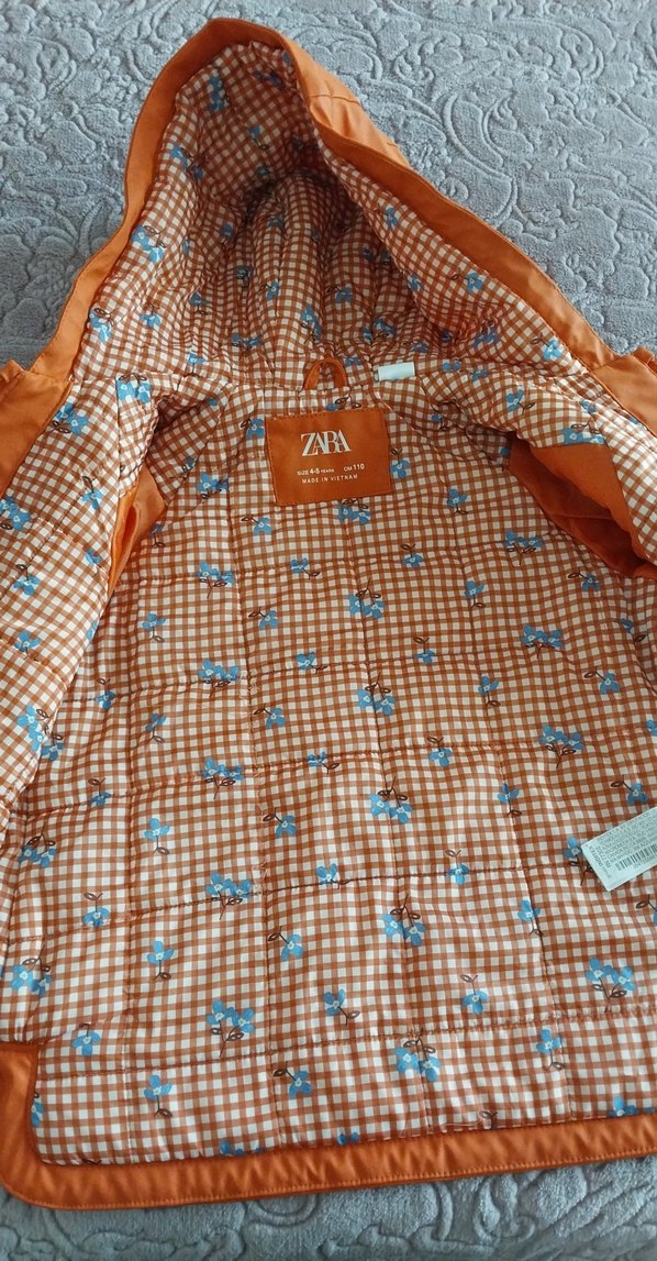 zara Turuncu Fermuarlı kız Çocuk Yağmurluk - Görsel 4