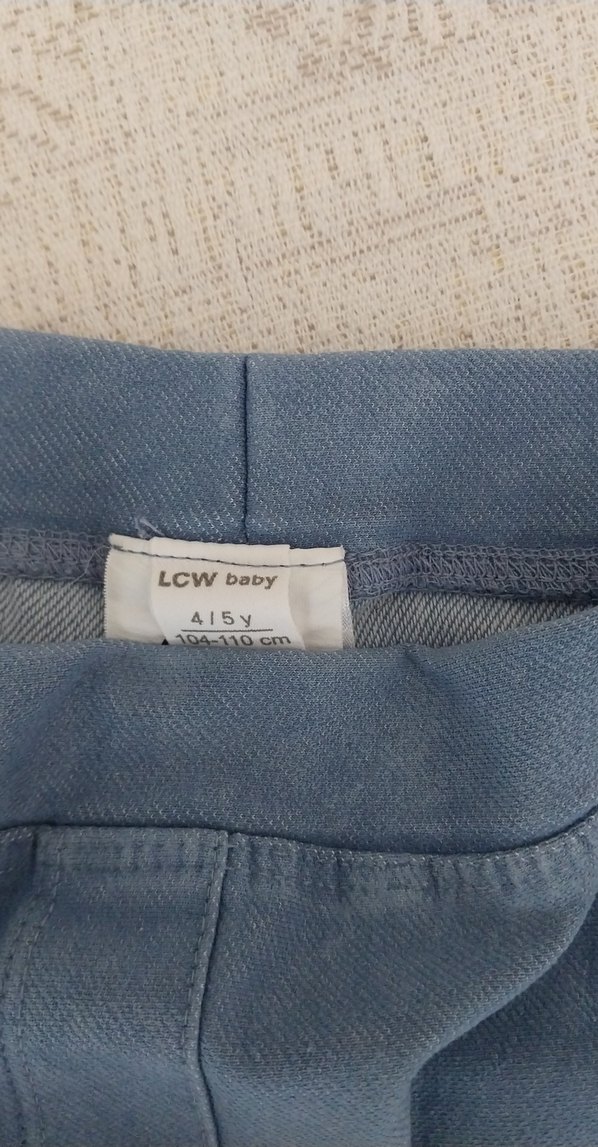 Kız Çocuk Mavi Elastik Bel Denim Pantolon - Görsel 2