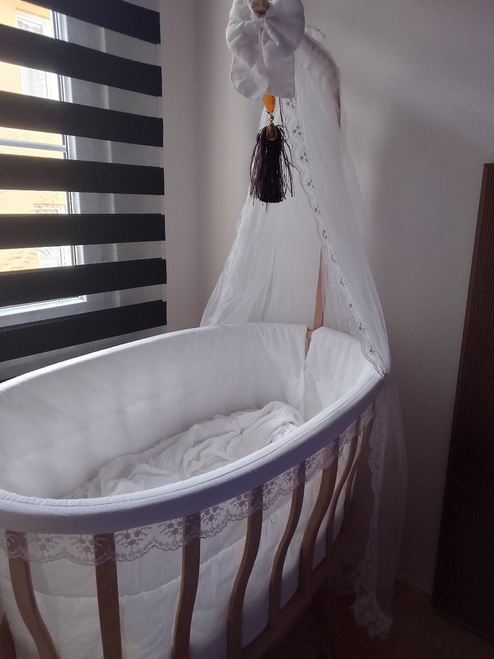 Beyaz Ahşap Sepet Beşik - Görsel 2