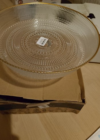 Altın Kenarlı Modern Klasik Cam Ayaklı Tabak - Görsel 2