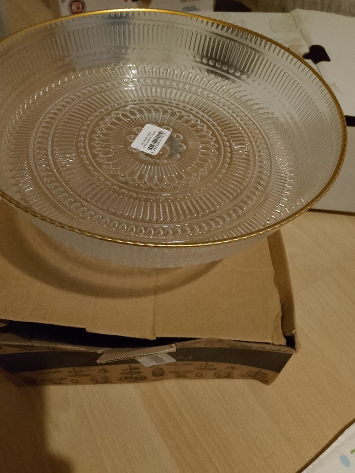 Altın Kenarlı Modern Klasik Cam Ayaklı Tabak - Görsel 2