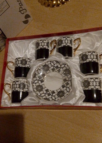 Siyah Desenli 6'lı Kahve Fincanı Seti - Görsel 3