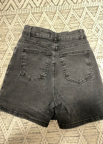 Düğmeli Siyah Kot Mini Etek - Görsel 2