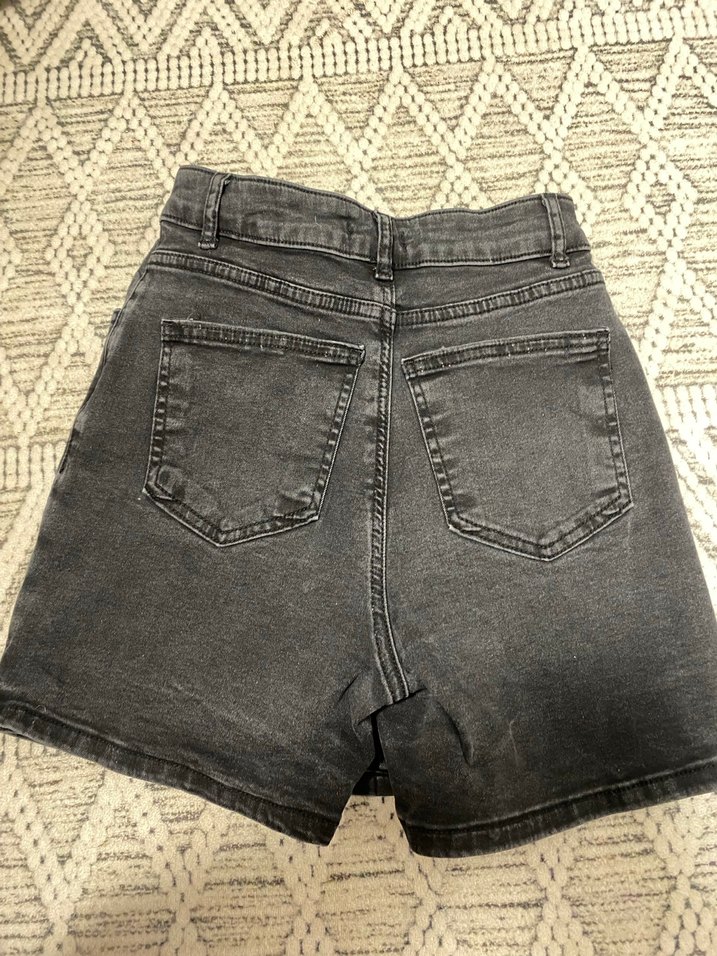 Düğmeli Siyah Kot Mini Etek - Görsel 2