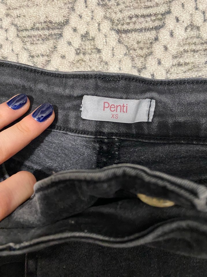 Düğmeli Siyah Kot Mini Etek - Görsel 3