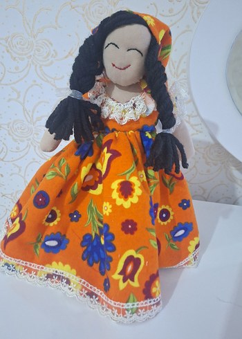Beden Renk El emeği, Pazem Kumaş Elbiseli, Organik Bez Bebek