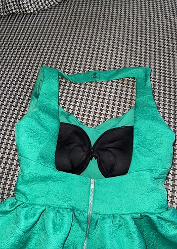 Yeşil Askılı gece Elbisesi - Görsel 7