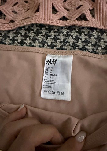 m Beden ten rengi Renk H&M Dantel Detaylı Bej Bohem Bikini
