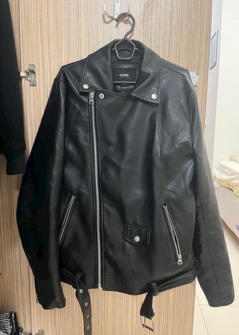 Erkek Siyah Deri Biker Ceket - Görsel 2