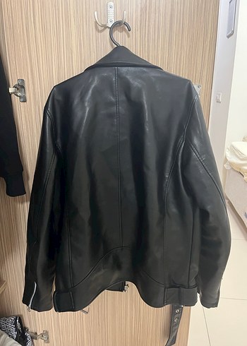 Erkek Siyah Deri Biker Ceket - Görsel 4