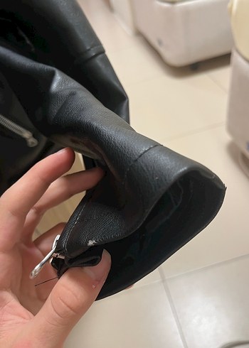 Erkek Siyah Deri Biker Ceket - Görsel 5