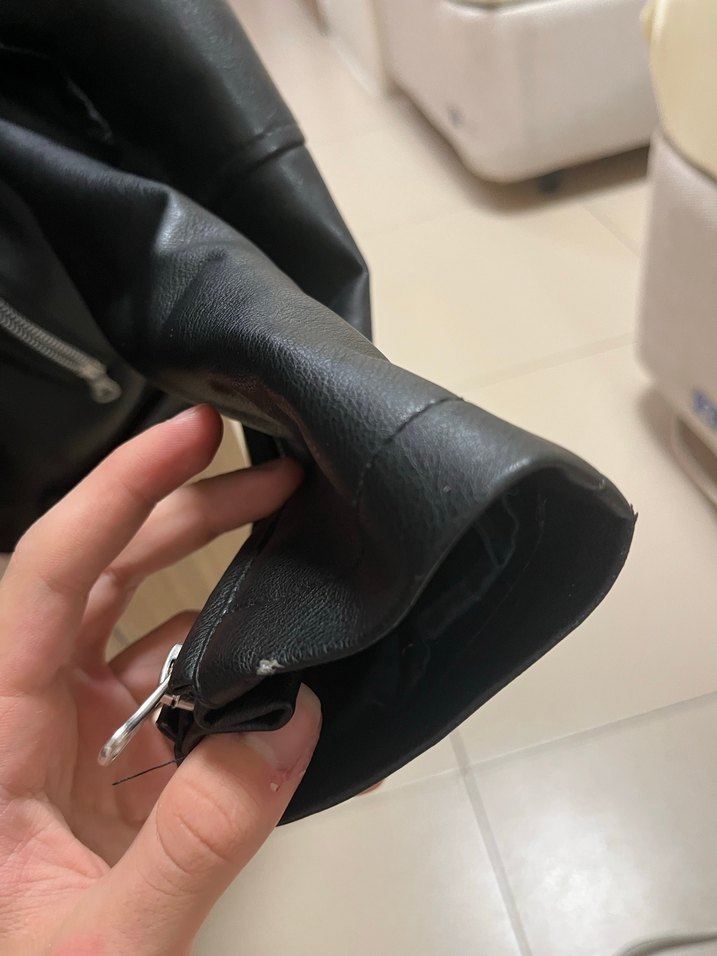 Erkek Siyah Deri Biker Ceket - Görsel 5