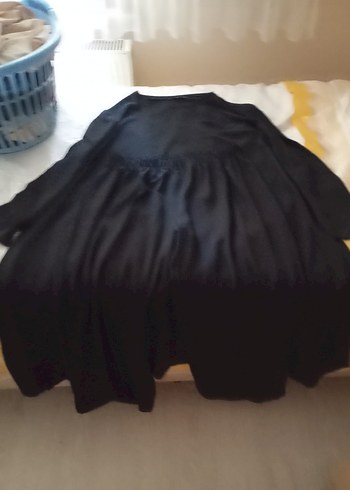 Siyah Midi Uzun Kollu Salaş Kadın Elbise - Görsel 9