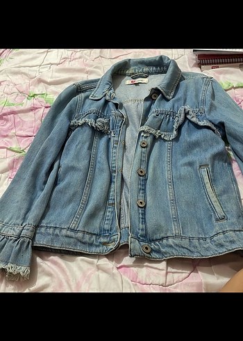 Kadın Mavi Denim Volanlı Ceket - Görsel 3