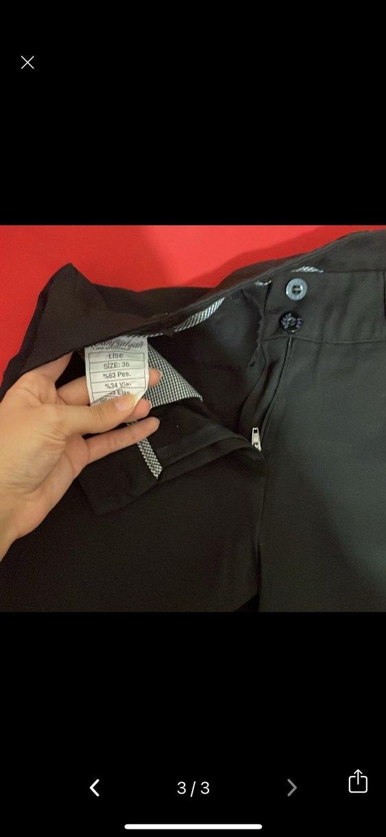 Siyah Midi Kadın Kumaş Pantolon - Görsel 3