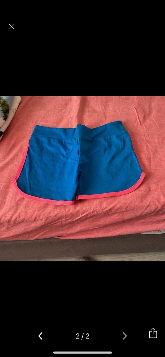 Düğmeli Mavi ve Pembe Kız Şortu - Görsel 2