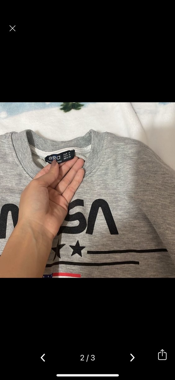 Gri NASA Baskılı Kadın Sweatshirt - Görsel 2