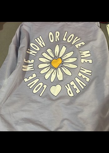 Mor Kapüşonlu Çiçek Baskılı Kadın Sweatshirt - Görsel 3