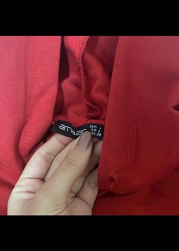 Kırmızı Yüksek Yakalı Kadın Sweatshirt - Görsel 2