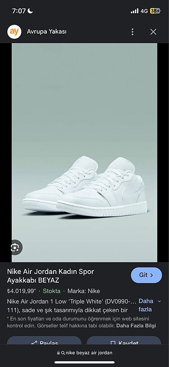 Nike Beyaz Air Jordan