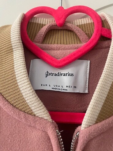 l Beden pembe Renk Stradivarius pembe bomber ceket