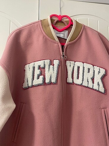 l Beden Stradivarius pembe bomber ceket