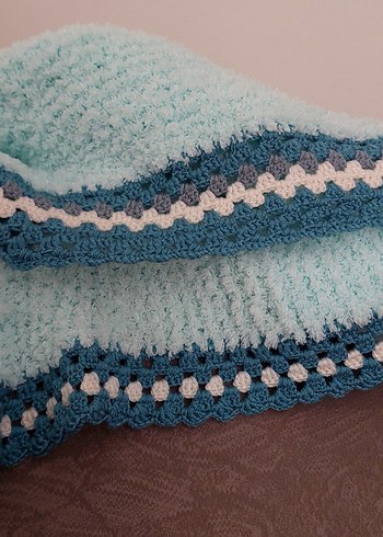 Turkuaz Örgü Bebek Battaniyesi - Görsel 2