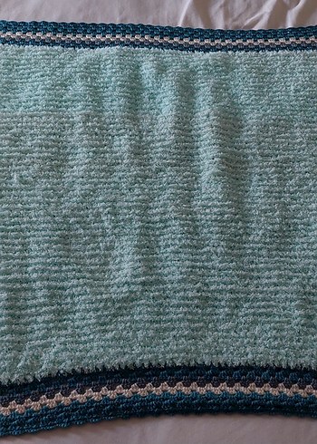 Turkuaz Örgü Bebek Battaniyesi - Görsel 3