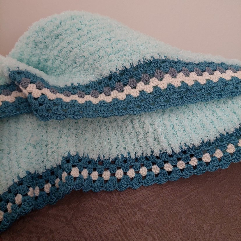 Turkuaz Örgü Bebek Battaniyesi - Görsel 2