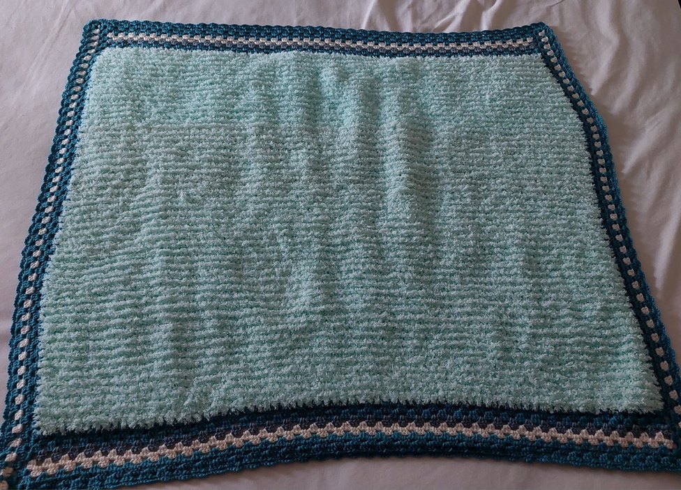 Turkuaz Örgü Bebek Battaniyesi - Görsel 3