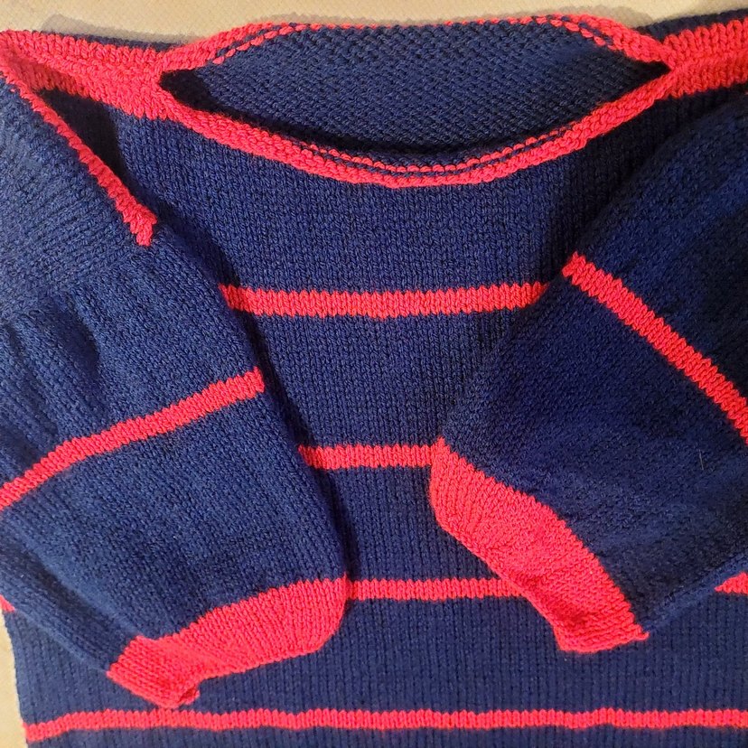 Kadın Kırmızı Çizgili Örgü Kazak - Görsel 3