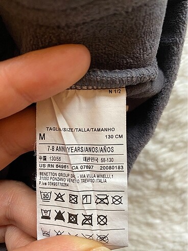 8 Yaş Beden gri Renk Benetton kadife şalvar tipi eşofman