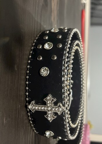  Beden Siyah Deri Gotik Tokalı Kadın Kemer