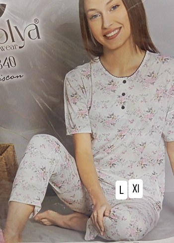 Kadın Kısa Kollu Desenli Mini Pijama Takımı