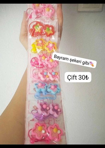 Renkli Elastik Çiçekli Çocuk Toka Seti