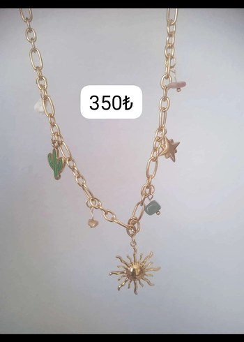 Gold Zincir Detaylı Bohem Kolye