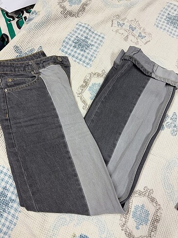İki renkli jean pantolon