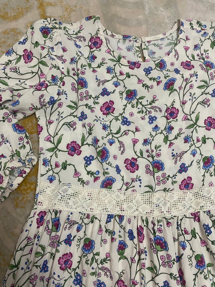 Çiçek Desenli Bohem Uzun Elbise - Görsel 3