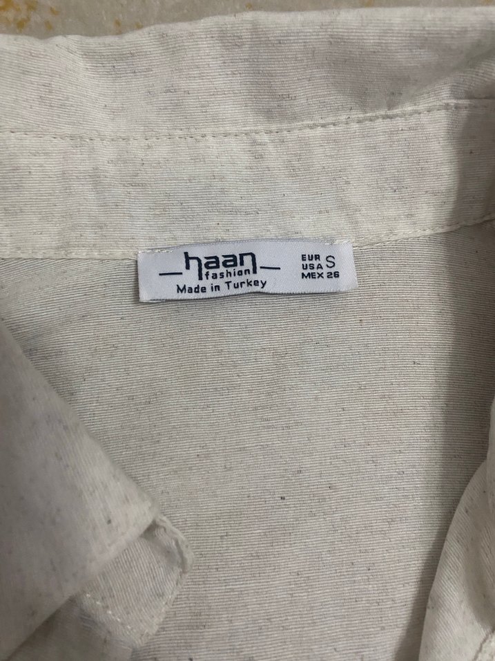 Düğmeli Keten Mini Gömlek - Görsel 3