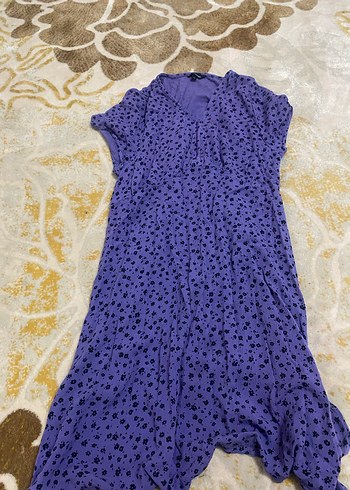 Mor Kısa Kollu Bohem Rahat Elbise - Görsel 2