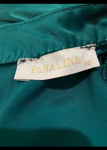 Uzun Zümrüt Yeşili Tesettür Saten Elbise - Görsel 8