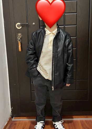 Siyah Deri Biker Ceket - Görsel 5