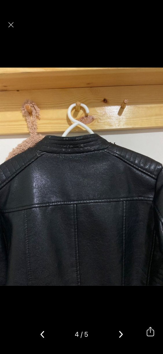 Siyah Deri Biker Ceket - Görsel 4