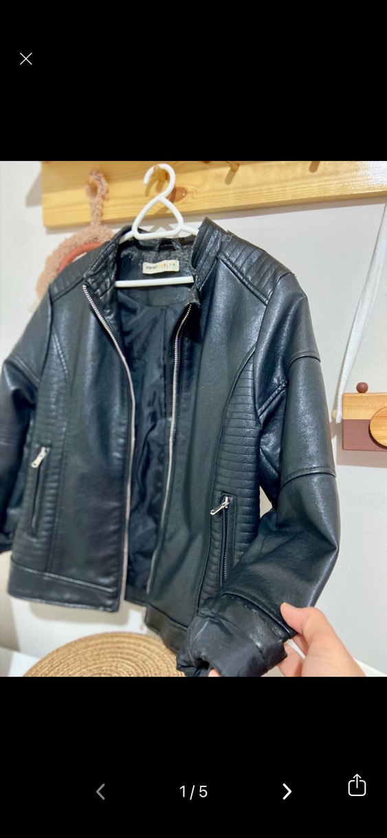 Siyah Deri Biker Ceket - Görsel 2