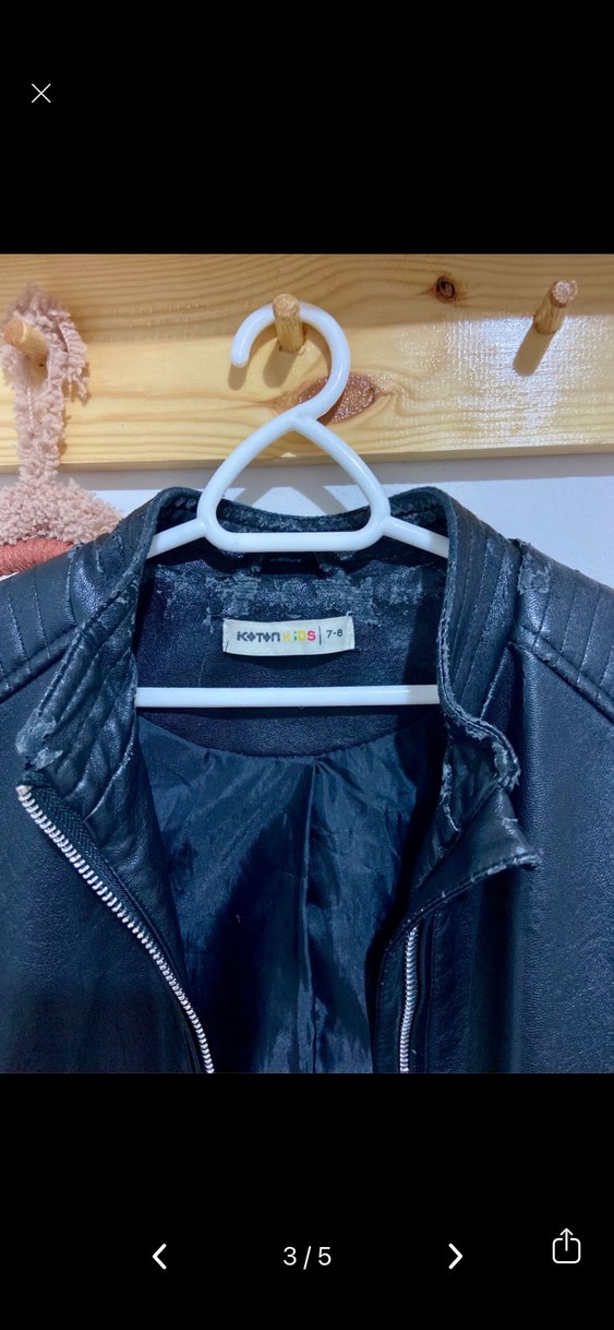 Siyah Deri Biker Ceket - Görsel 3