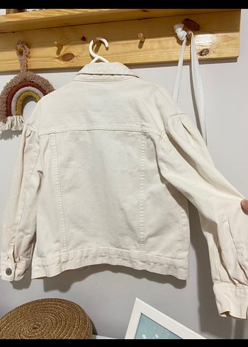 Düğmeli Beyaz Kadın Kot Ceket - Görsel 4