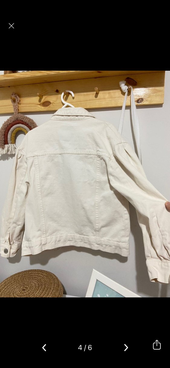 Düğmeli Beyaz Kadın Kot Ceket - Görsel 4