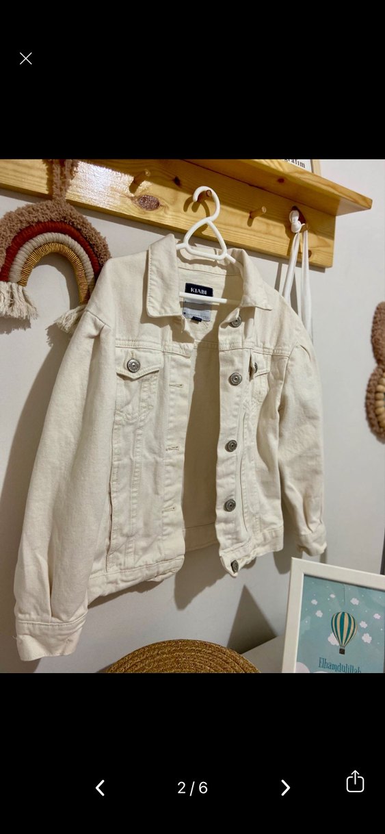 Düğmeli Beyaz Kadın Kot Ceket - Görsel 2