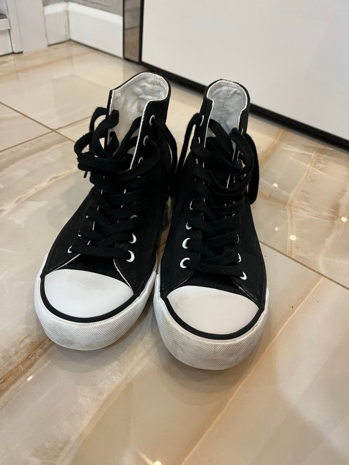 Siyah Rock Punk Tarzı Kadın Spor Ayakkabı - Görsel 4