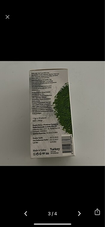 Beden matcha tea cilekli (20 adet)